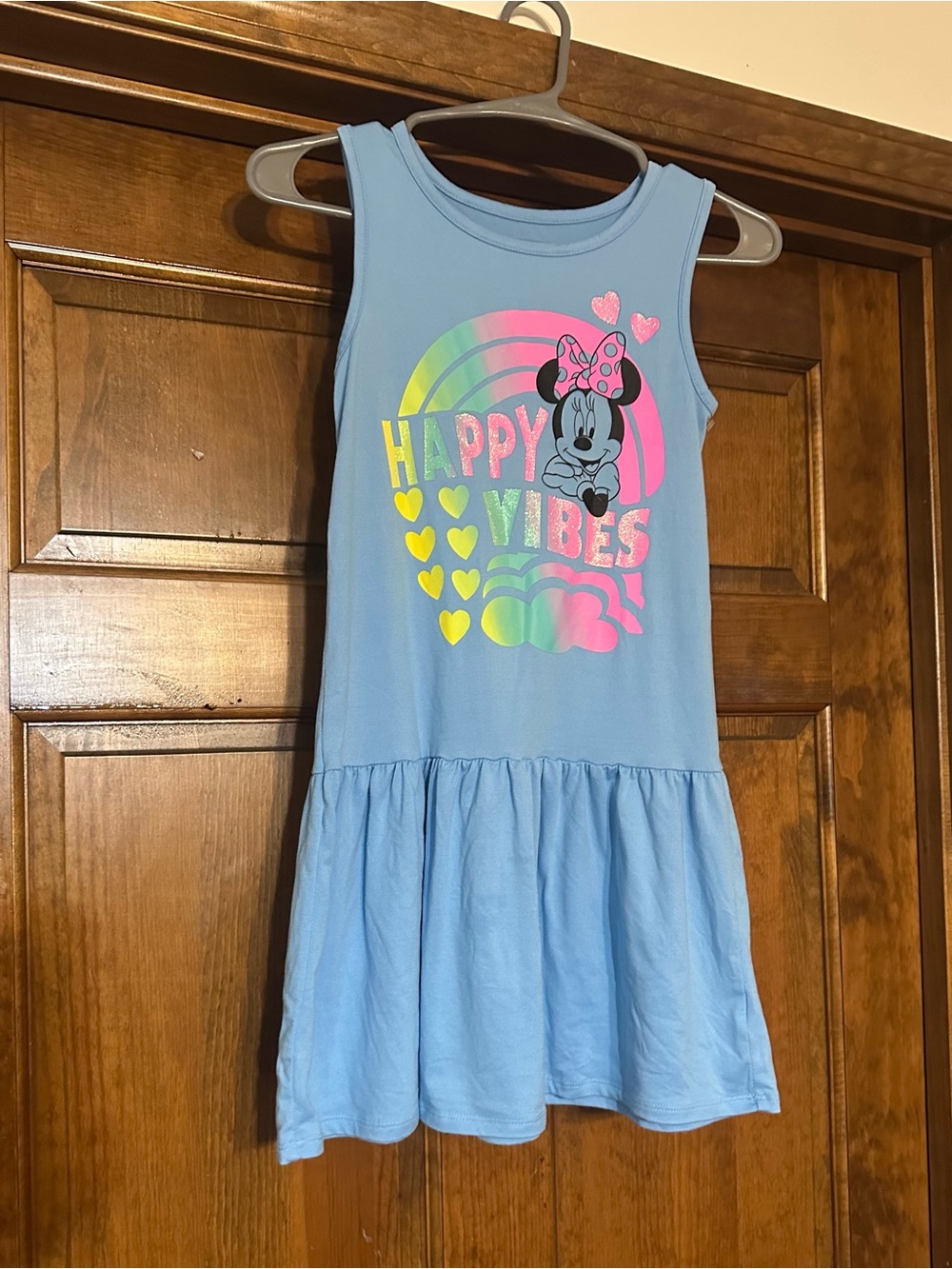 Disney Girl’s Light Blue 'Happy Vibes' Minnie Mouse Dress Size 7-8